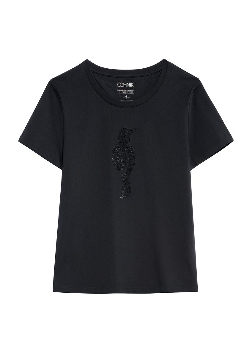 Black women's T-shirt with logo TSHDT-0148-99(Z25)