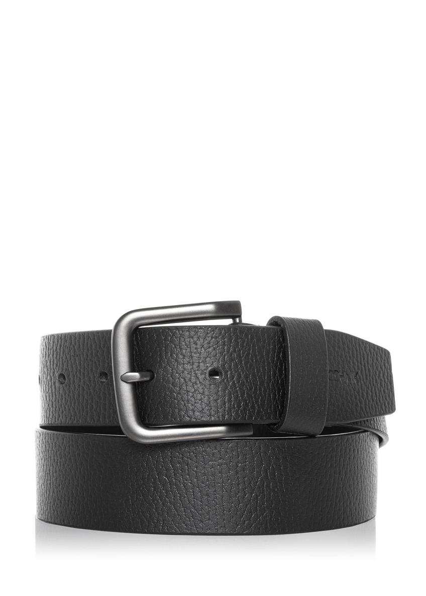 Black men's belt made of genuine leather PASMS-0260-99(Z24)