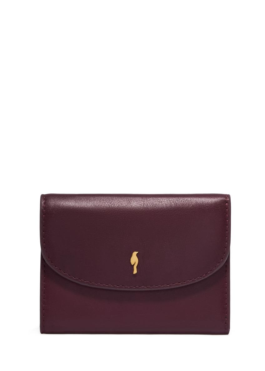 Burgundy leather women's wallet PORES-0996-4D(Z26), front product view on white background.