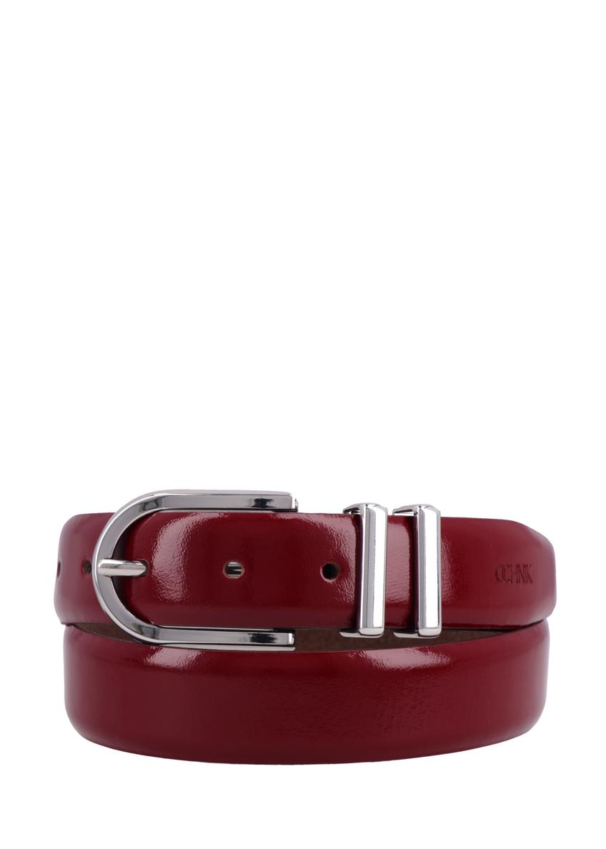 Red leather women's belt PASDS-0159-4C(Z26), front product view on white background.