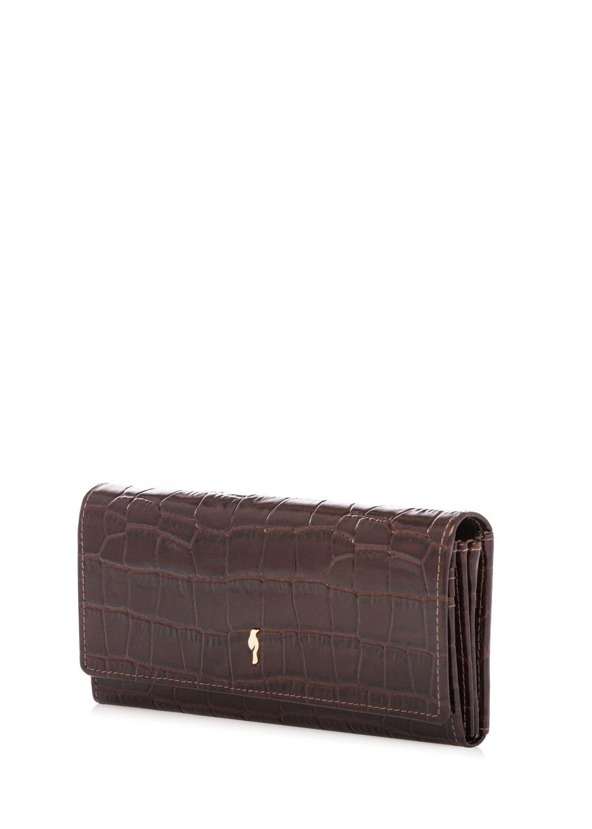 Brown leather women's croco wallet PORES-0889-1H(W26)