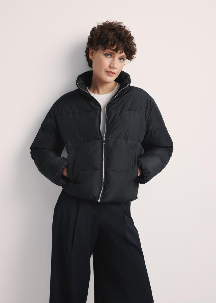Short black women's jacket KURDT-0601-99(Z25)