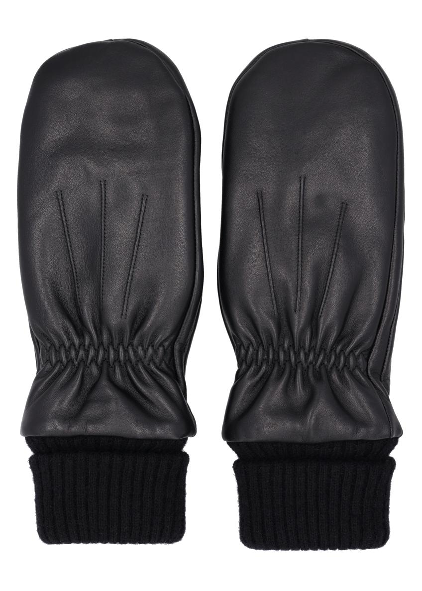 Black leather women's gloves REKDS-0105-99(Z26)