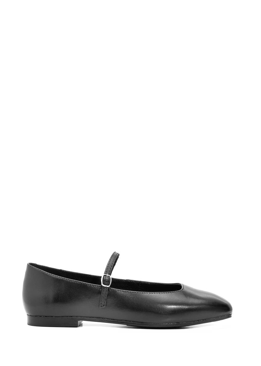 Black leather women's ballet flats BUTYD-1205-99(Z25)