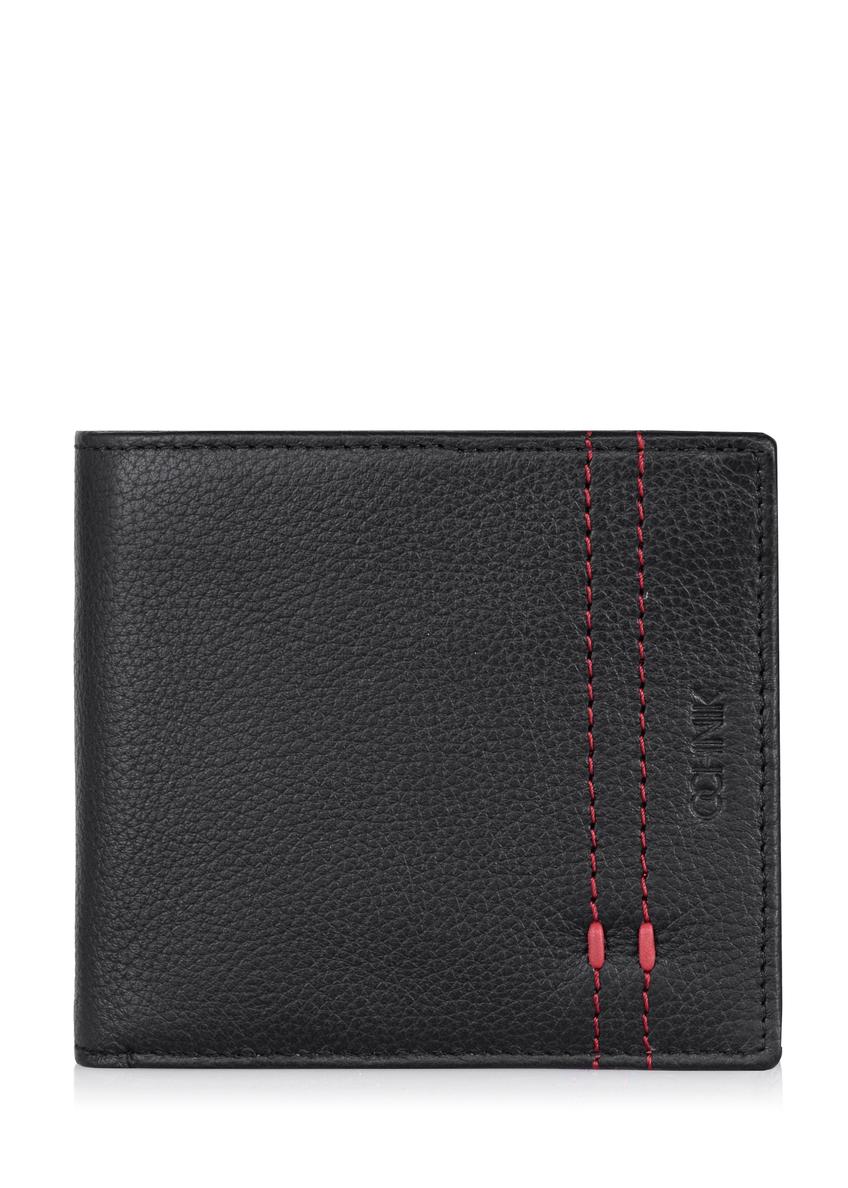 Men's leather wallet with stitching PORMS-0522-99(W23)-07