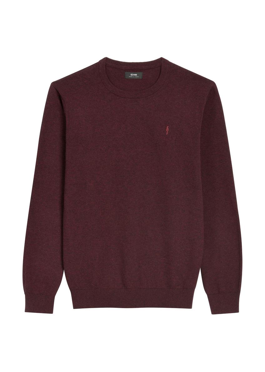 Burgundy cotton men's sweater SWEMT-0114A-4D(Z26)
