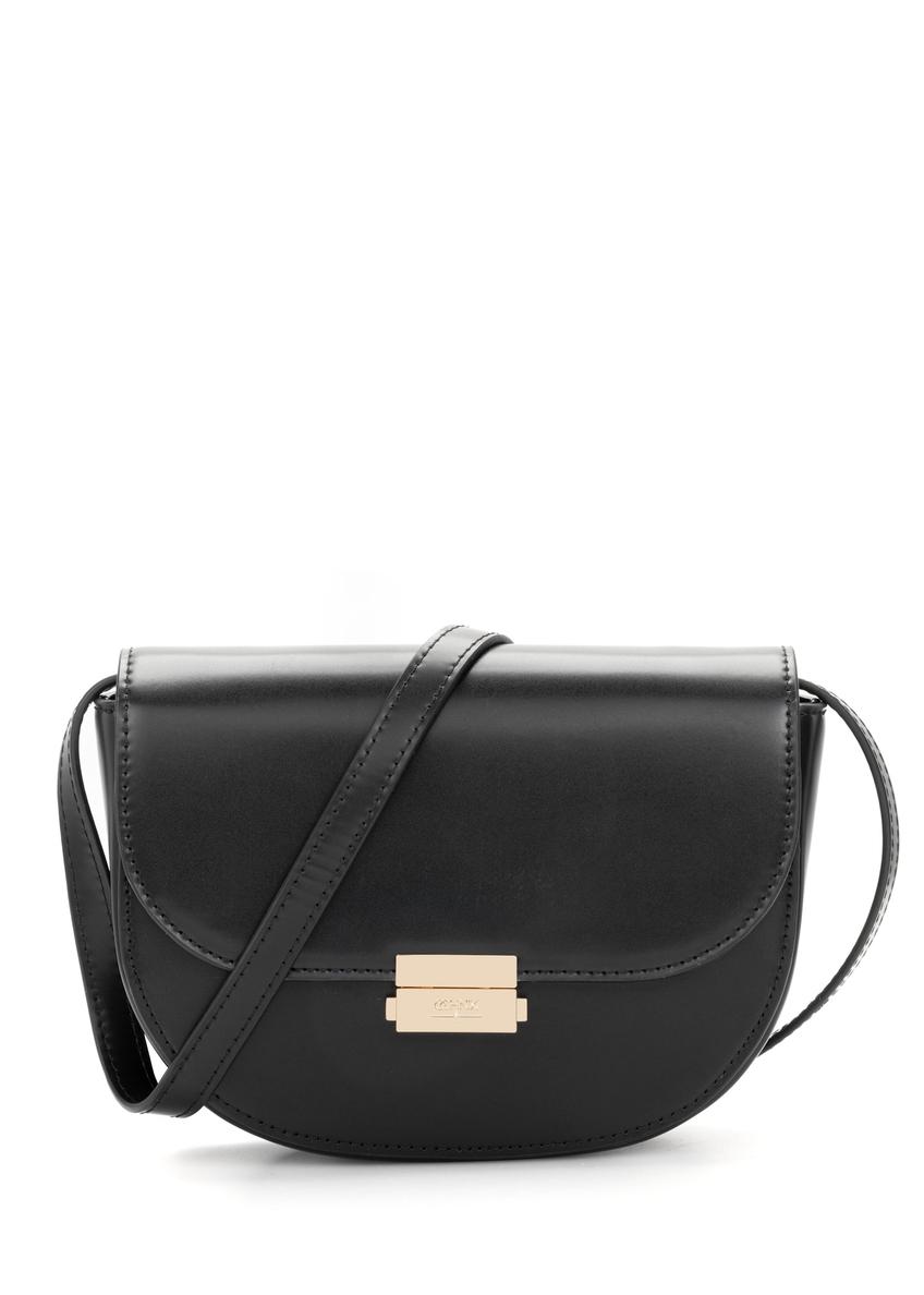 Black semi-circular women's messenger bag TOREC-1127-99(W26), front product view on white background.