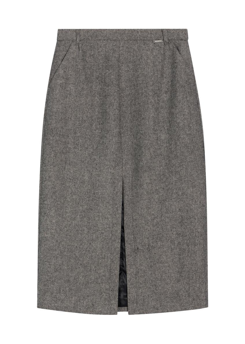 Gray wool midi skirt SPCDT-0133-9D(Z26)