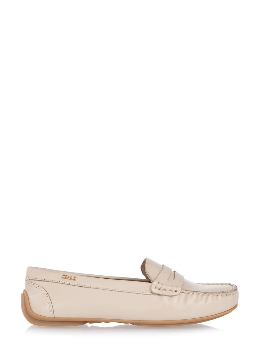 Women's beige leather moccasins BUTYD-1054-81(W24)-06