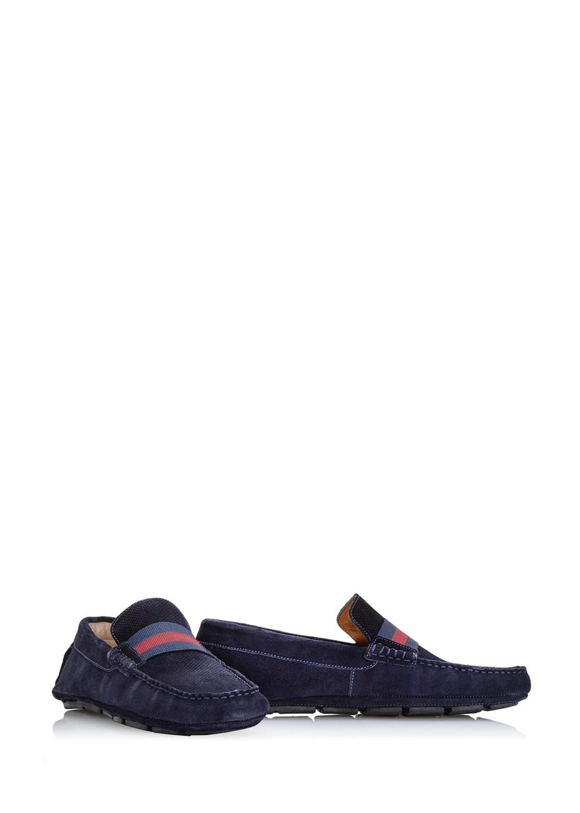 Navy blue leather moccasins for men BUTYM-0428-69(W24)