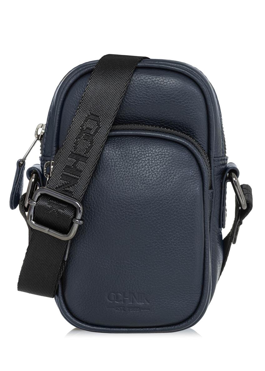 Leather navy blue men's shoulder bag TORMS-0409D-69(W25)