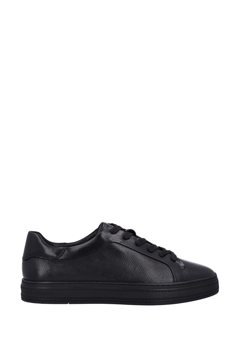 Black leather men's sports shoes BUTYM-0571-99(Z26), side view of the product on a light background.