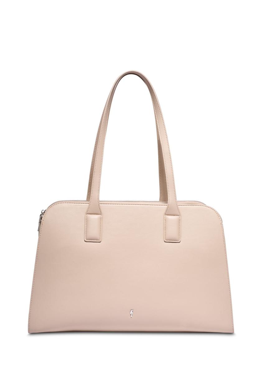 Large ecru handbag TOREC-1323-0B(Z26) - front view of the product, on a white background.