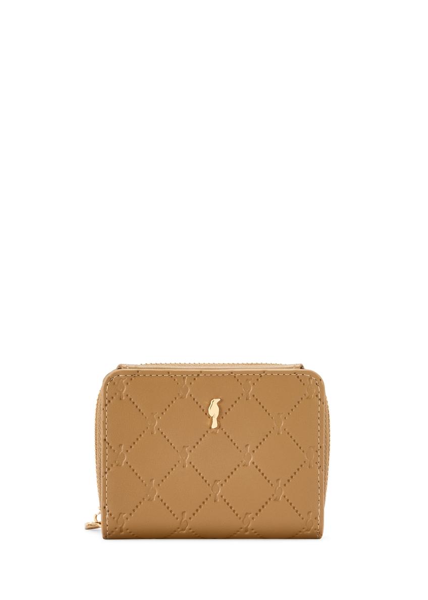 Small beige women's wallet with monogram POREC-0349A-81(Z25)