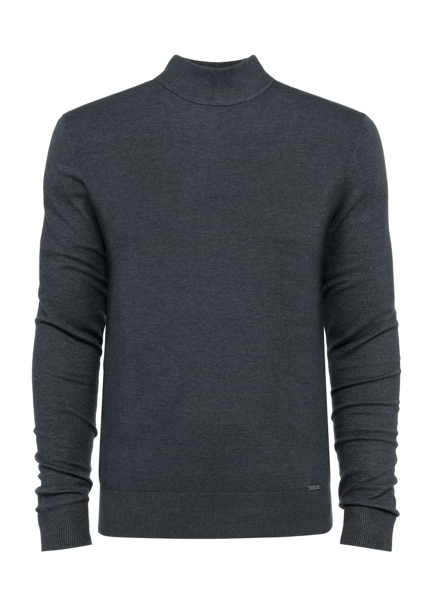 Navy blue men's turtleneck sweater SWEMT-0150-69(Z24)-01