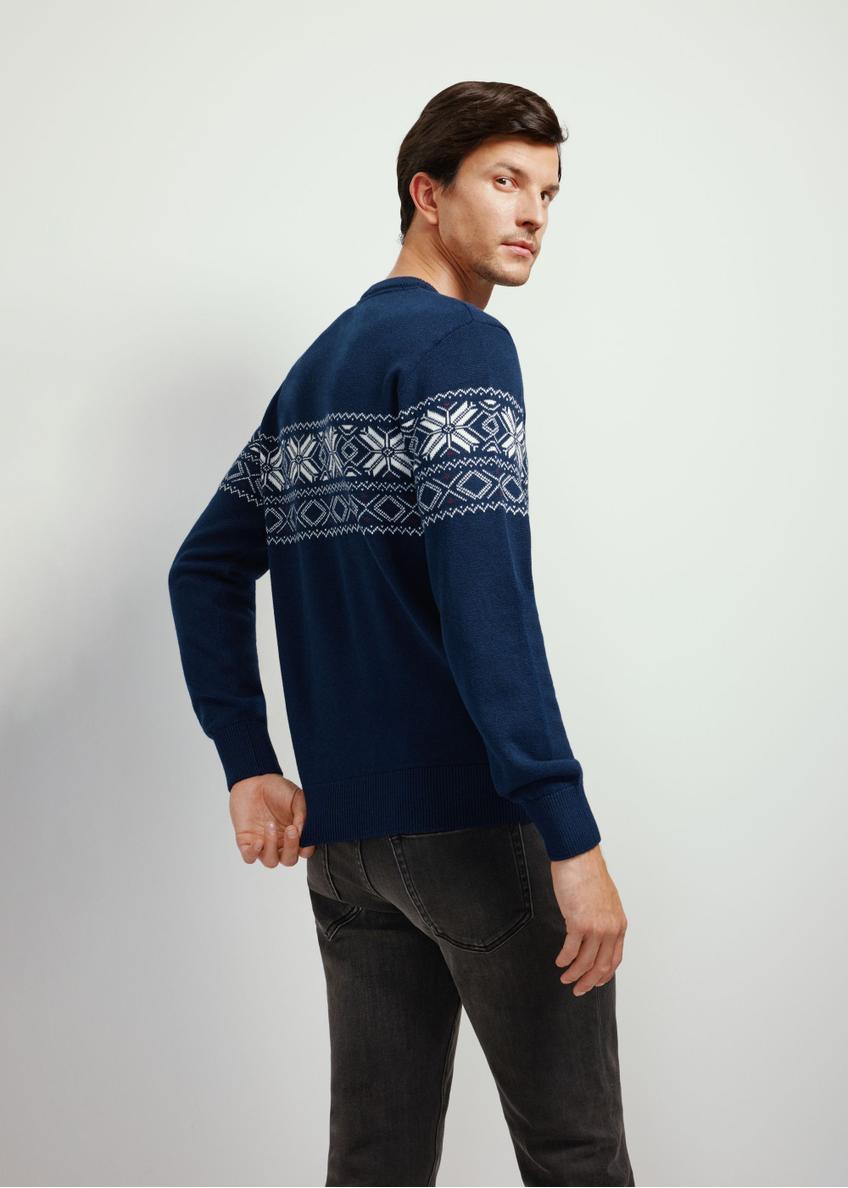 Navy blue men's sweater with pattern SWEMT-0146-68(Z24)