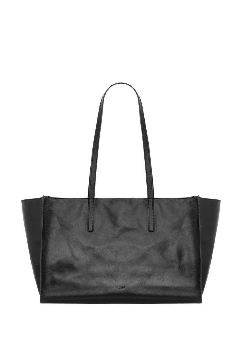 Black large leather women's handbag TORES-1435-99(Z26) - front product view, on white background.