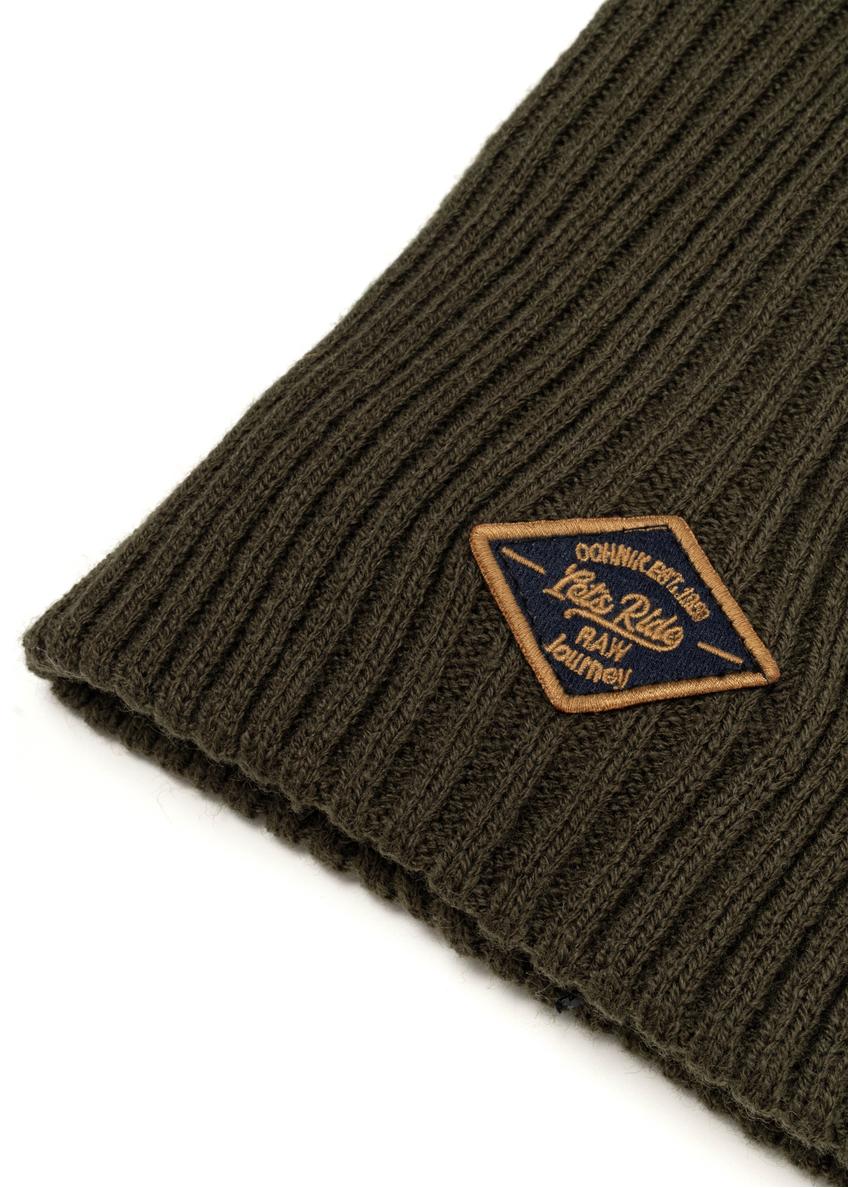 Green men's winter hat CZAMT-0011-8B(Z26)