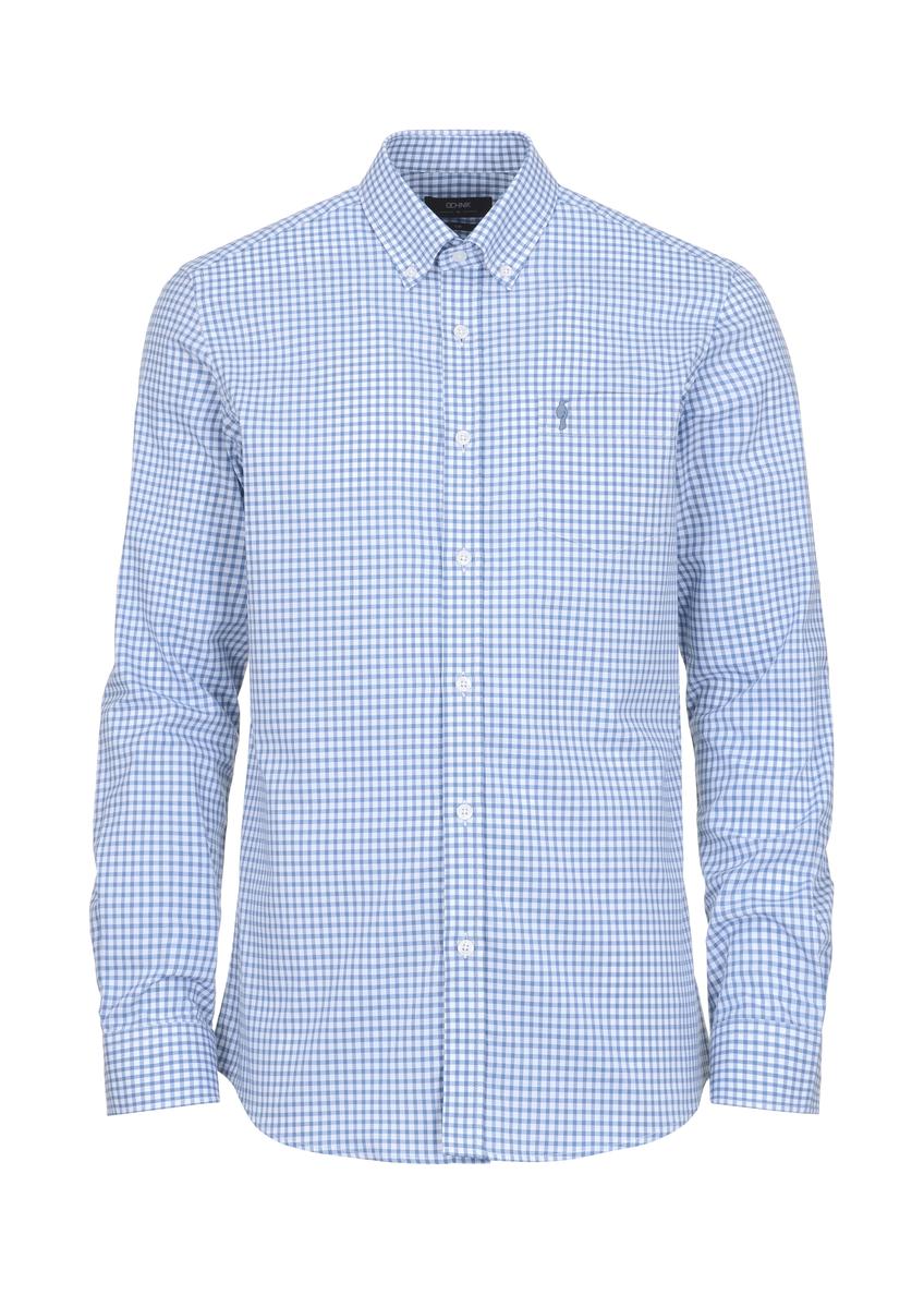 Men's shirt in small check KOSMT-0277-60(Z24)