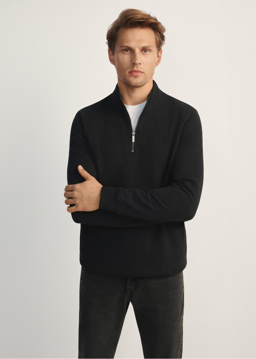 Black men's sweatshirt without hood BLZMT-0067-99(Z25)