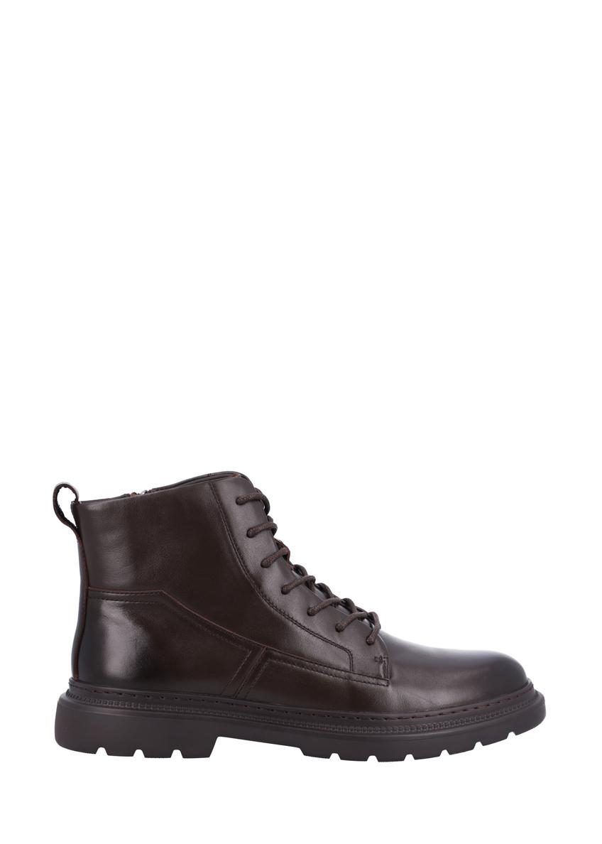 Brown men's lace-up ankle boots BUTYM-0556-1I(Z26), product view from the side on a light background.