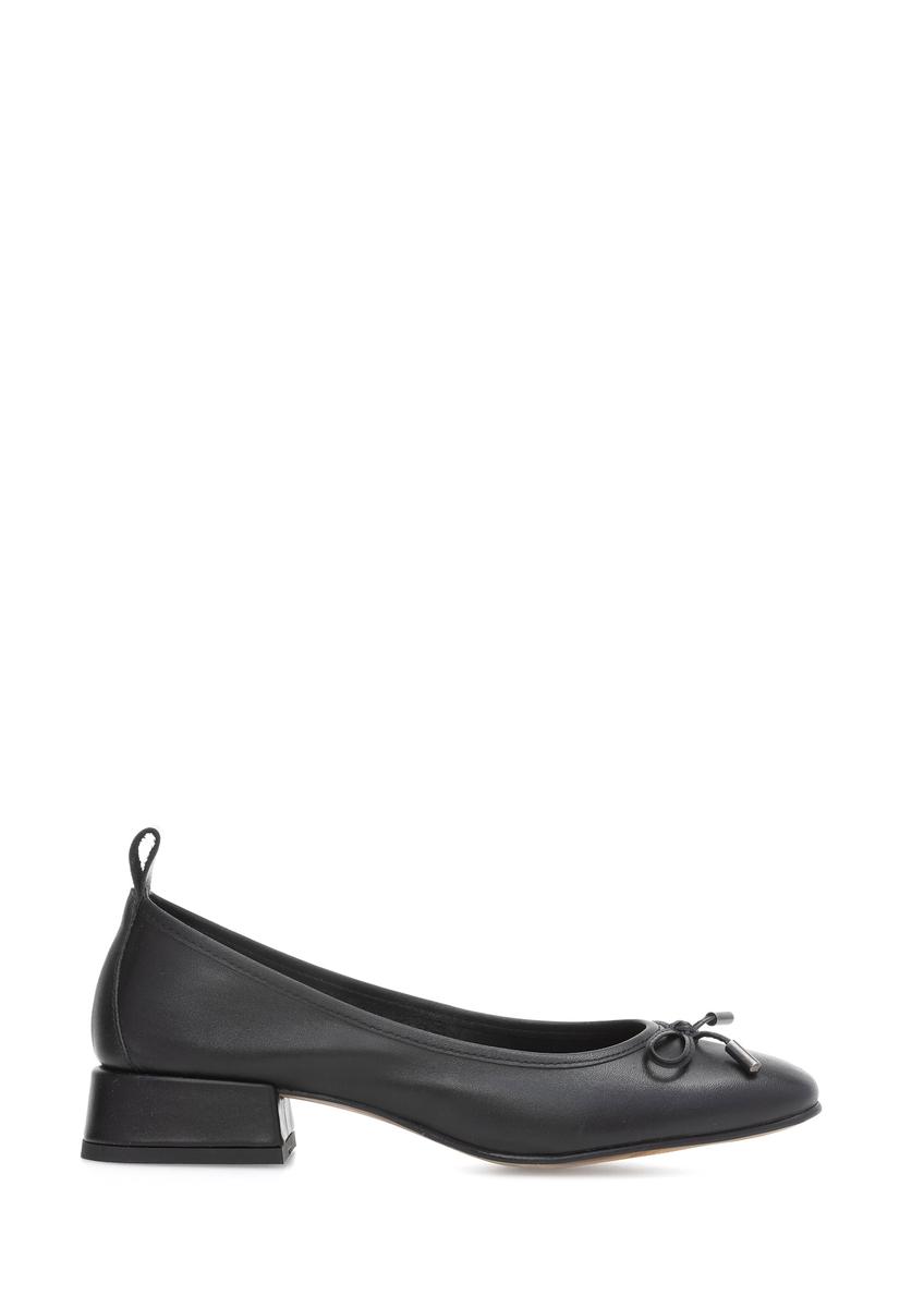 Black leather high-heeled ballet flats BUTYD-1167-99(W25), side view of the product on a white background.