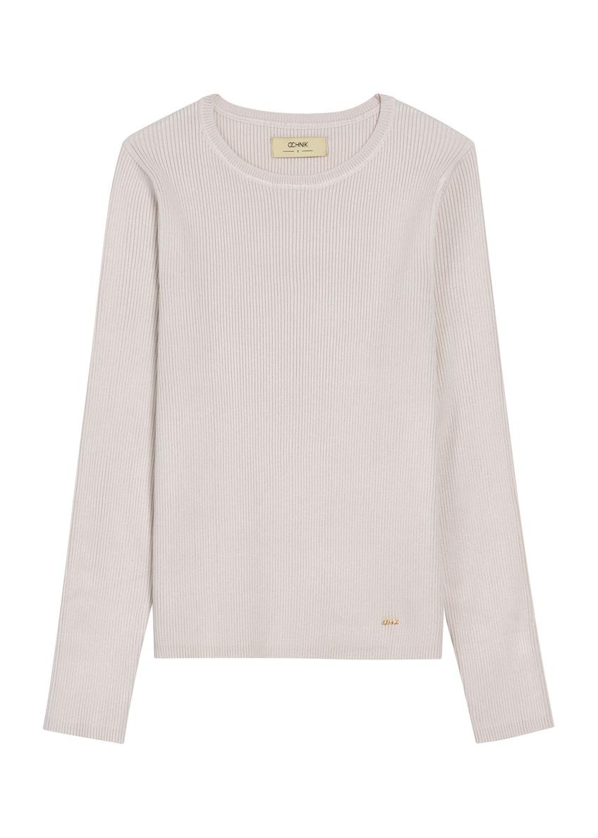 Light beige ribbed women's lonsleeve LSLDT-0028-1A(W26)