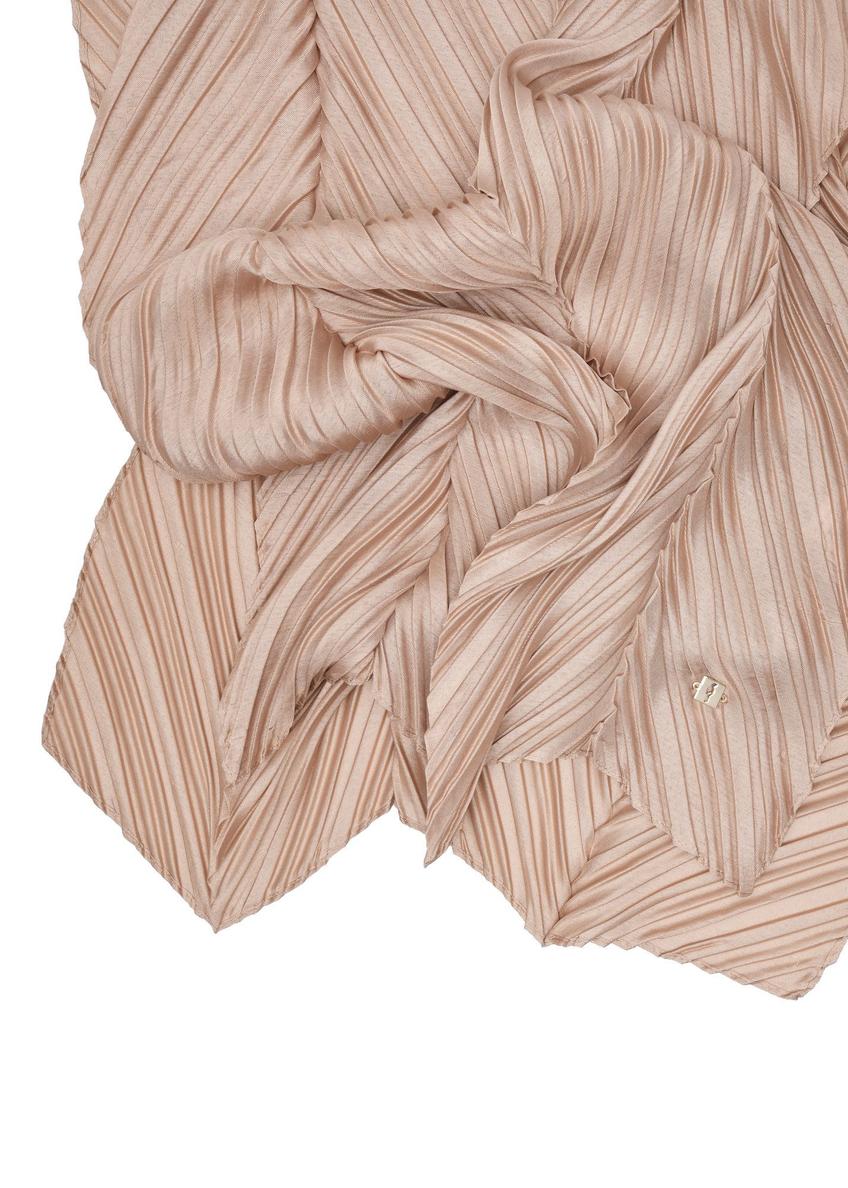 Beige women's scarf with gathers SZADT-0157-1C(W26)