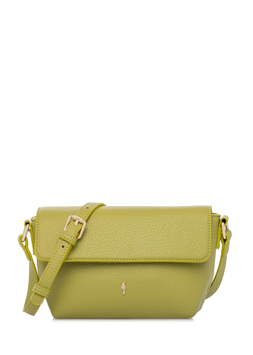 Lime green small women's shoulder bag TOREC-0916-8G(W26), front product view on white background.