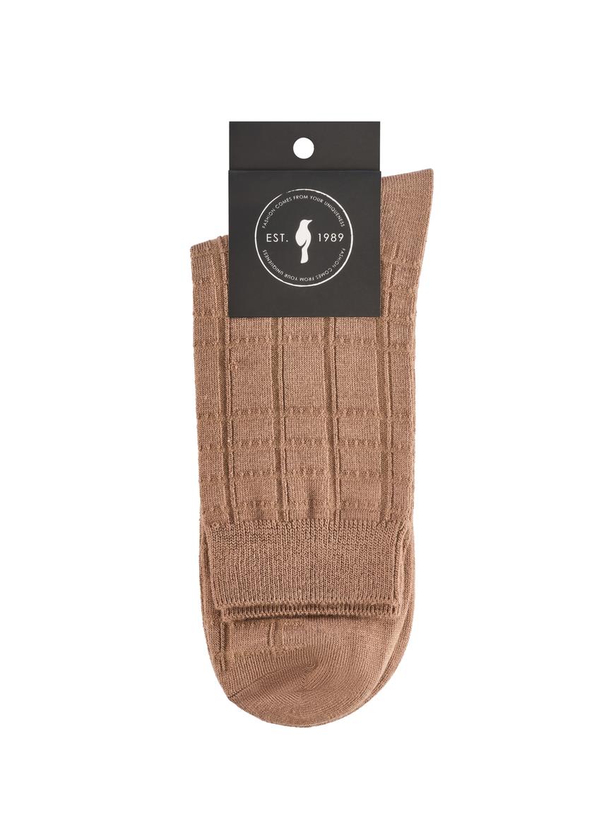 Dark beige men's long socks SKAMT-0201-1C(W26)