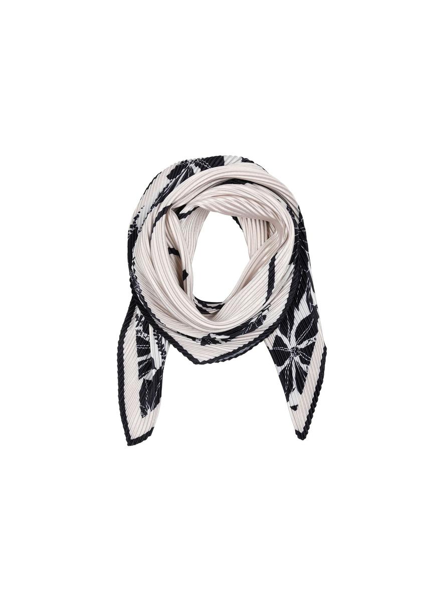 Women's scarf in black and cream floral pattern SZADT-0172-98(W25)