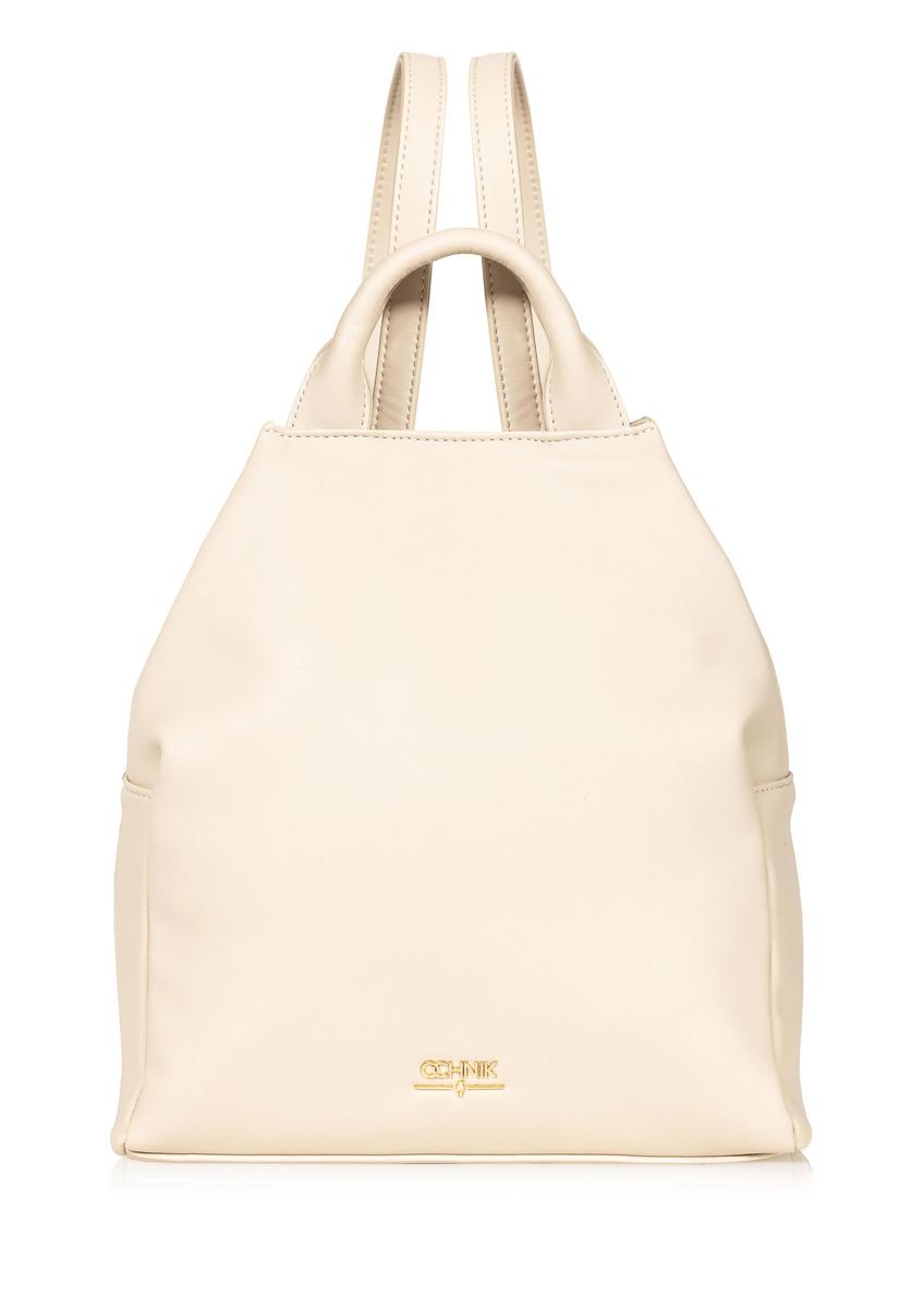 Cream women's backpack made of imitation leather TOREC-0923A-12(W25)-07