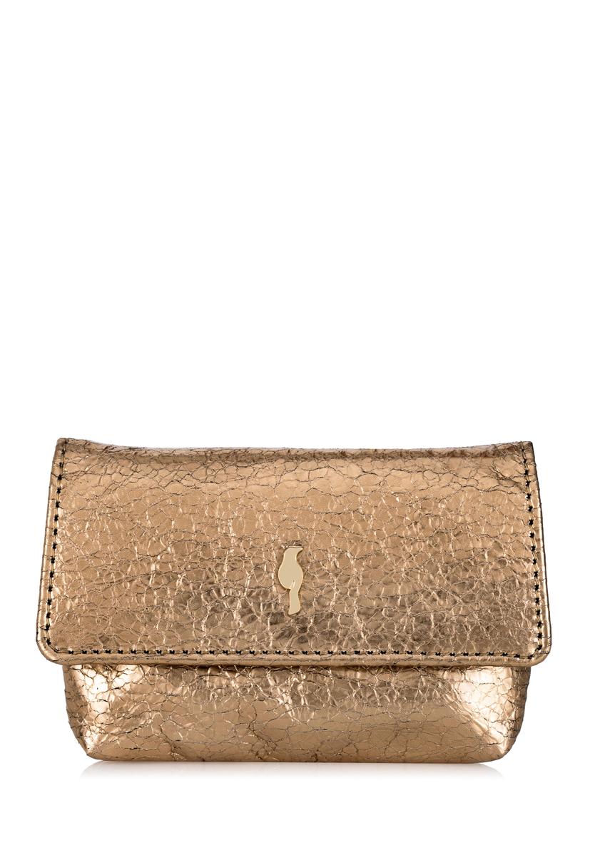 Small gold leather wallet with chain PORES-0877-28(Z23)-08