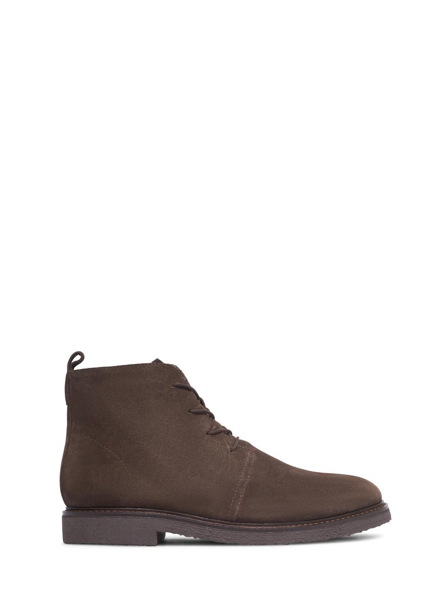 Dark brown suede men's ankle boots BUTYM-0545-1I(Z26), side view of the product on a white background.