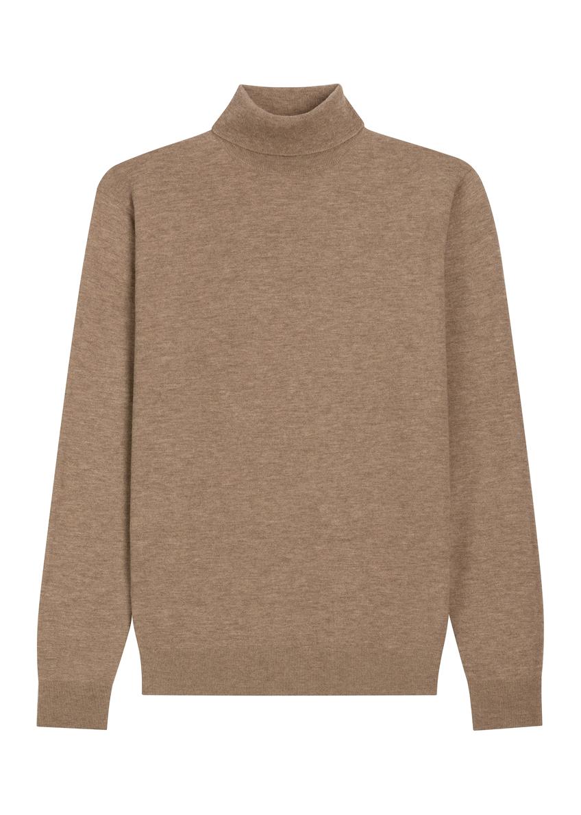 Men's wool turtleneck in camel color SWEMT-0198-1D(Z26)