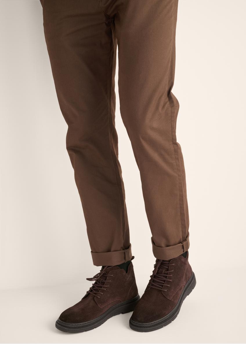 Men's suede ankle boots in dark brown BUTYM-0575-1I(Z26)