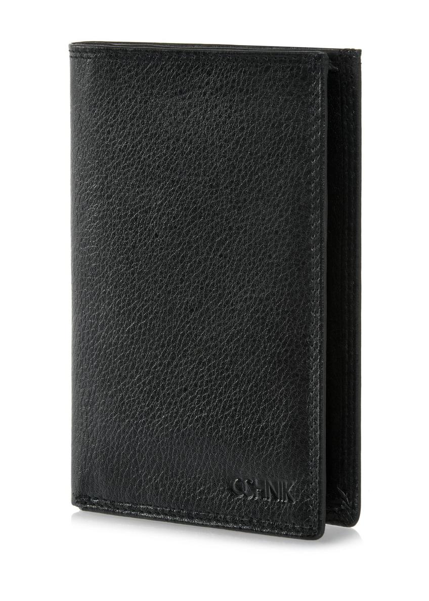 Black leather unbuttoned men's wallet PORMS-0550-99(W24)