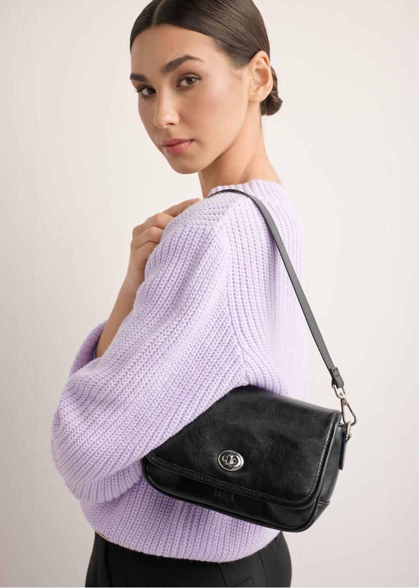 Small black women's handbag with gloss TOREC-1249-99(Z26)