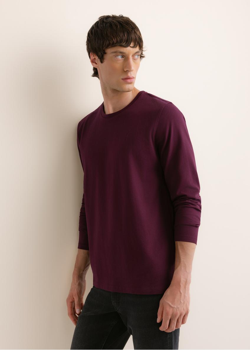 Burgundy cotton men's longsleeve LSLMT-0013-4D(Z26)