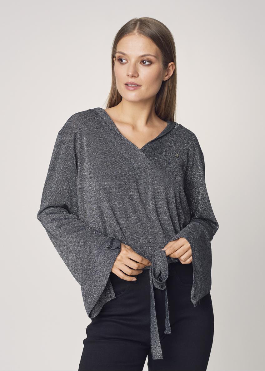 Women's sweatshirt with ribbed bottom BLZDT-0066-99(Z21)-01