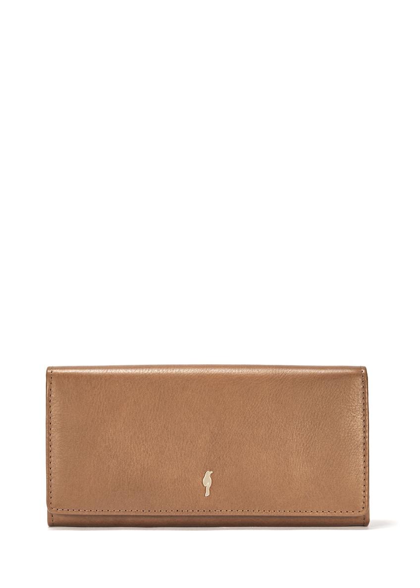 Large brown leather women's wallet PORES-0962-1F(W26), front product view on white background.
