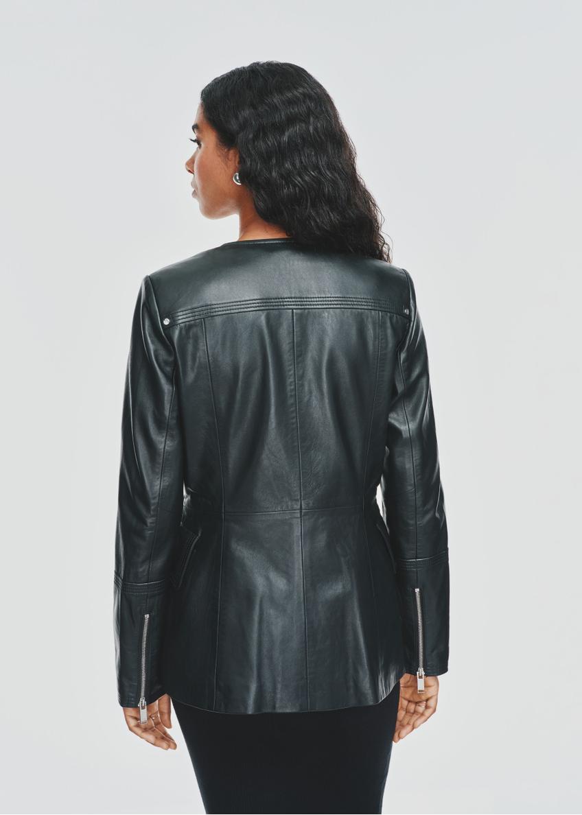 Women's black leather biker jacket KURDS-0495-5491(Z24)