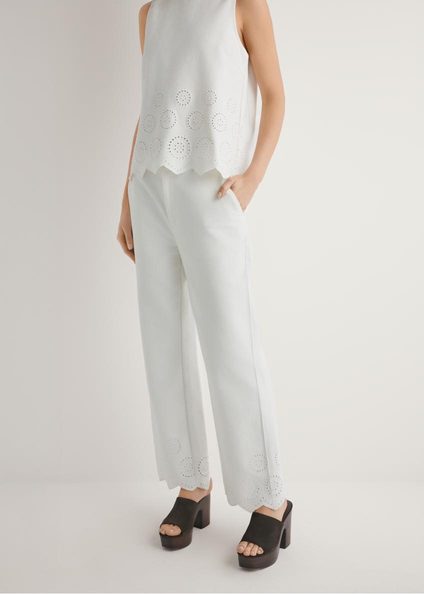 Women's white wide leg pants SPODT-0122-0B(W26)