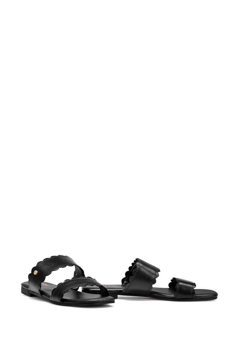 Black leather women's flip-flops BUTYD-1150-99(W25)