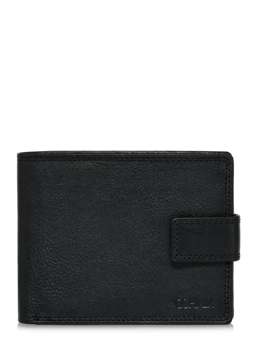 Men's black leather clasp wallet PORMS-0606-99(W24)-08