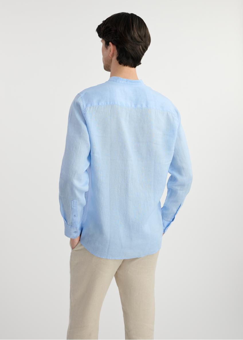 Blue linen men's shirt KOSMT-0337-60(W25)