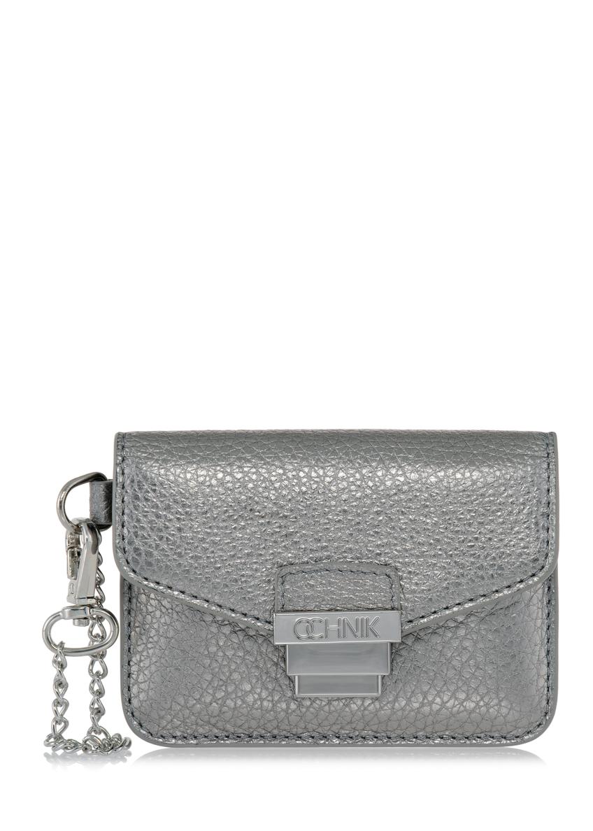 Silver leather card case PORES-0854-92(W23)-06