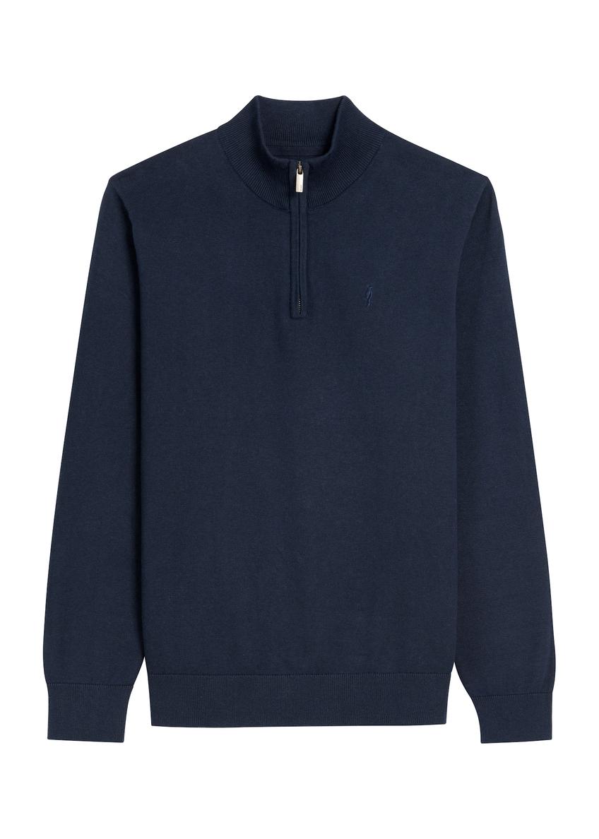 Navy blue men's sweater SWEMT-0174-68(Z25), front product view on white background.