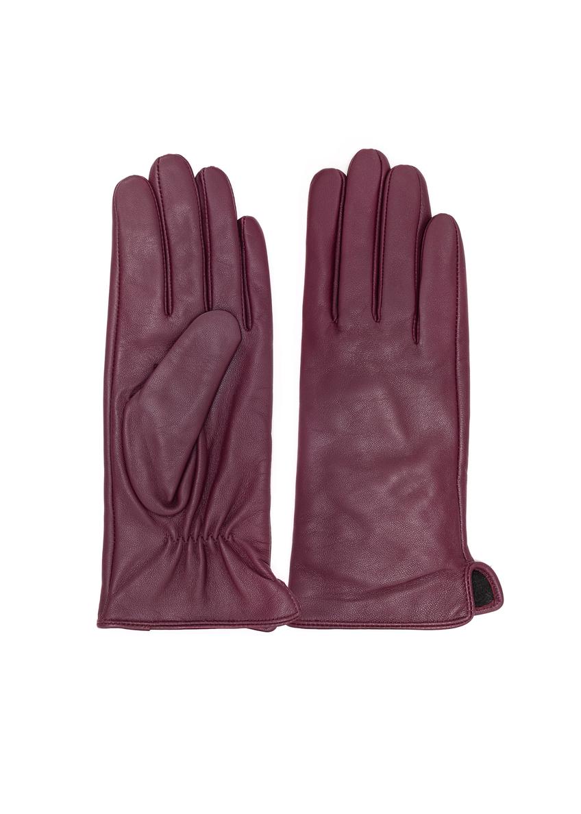 Women's Burgundy Leather Gloves REKDS-0001A-49(Z25)