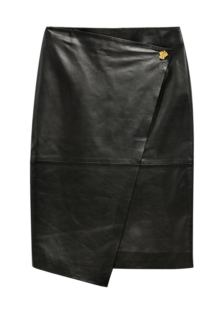 Black leather skirt with decoration SPCDS-0085-99(Z26)